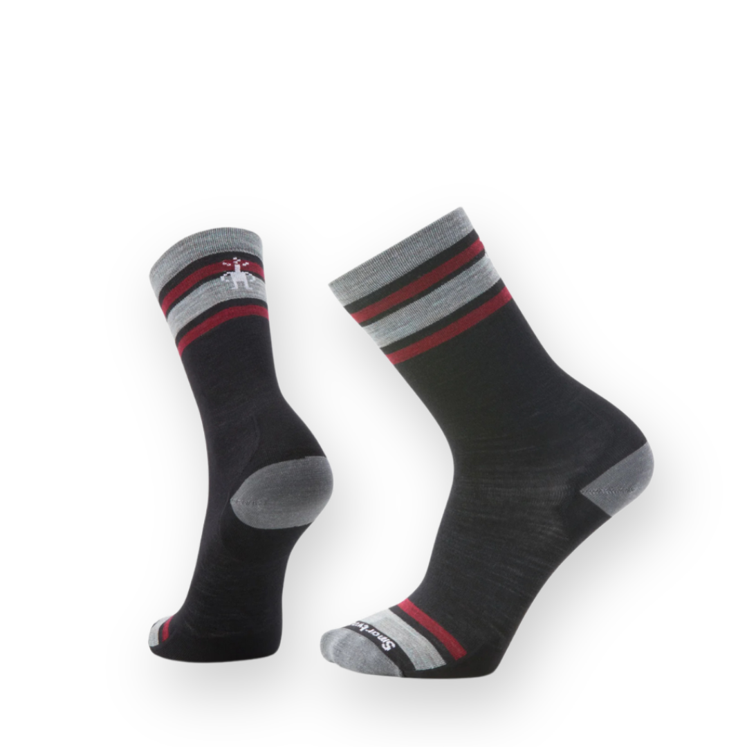 SMARTWOOL - TOP SPLIT STRIPE CREW SOCK IN BLACK