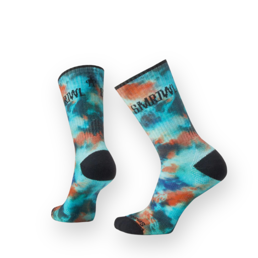 SMARTWOOL - WOMEN'S ATHLETIC FAR OUT TIE DYE PRINT CREW SOCK IN CAPRI