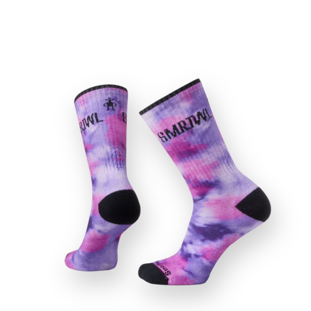 SMARTWOOL - WOMEN'S ATHLETIC FAR OUT TIE DYE PRINT CREW SOCK IN PIRIS