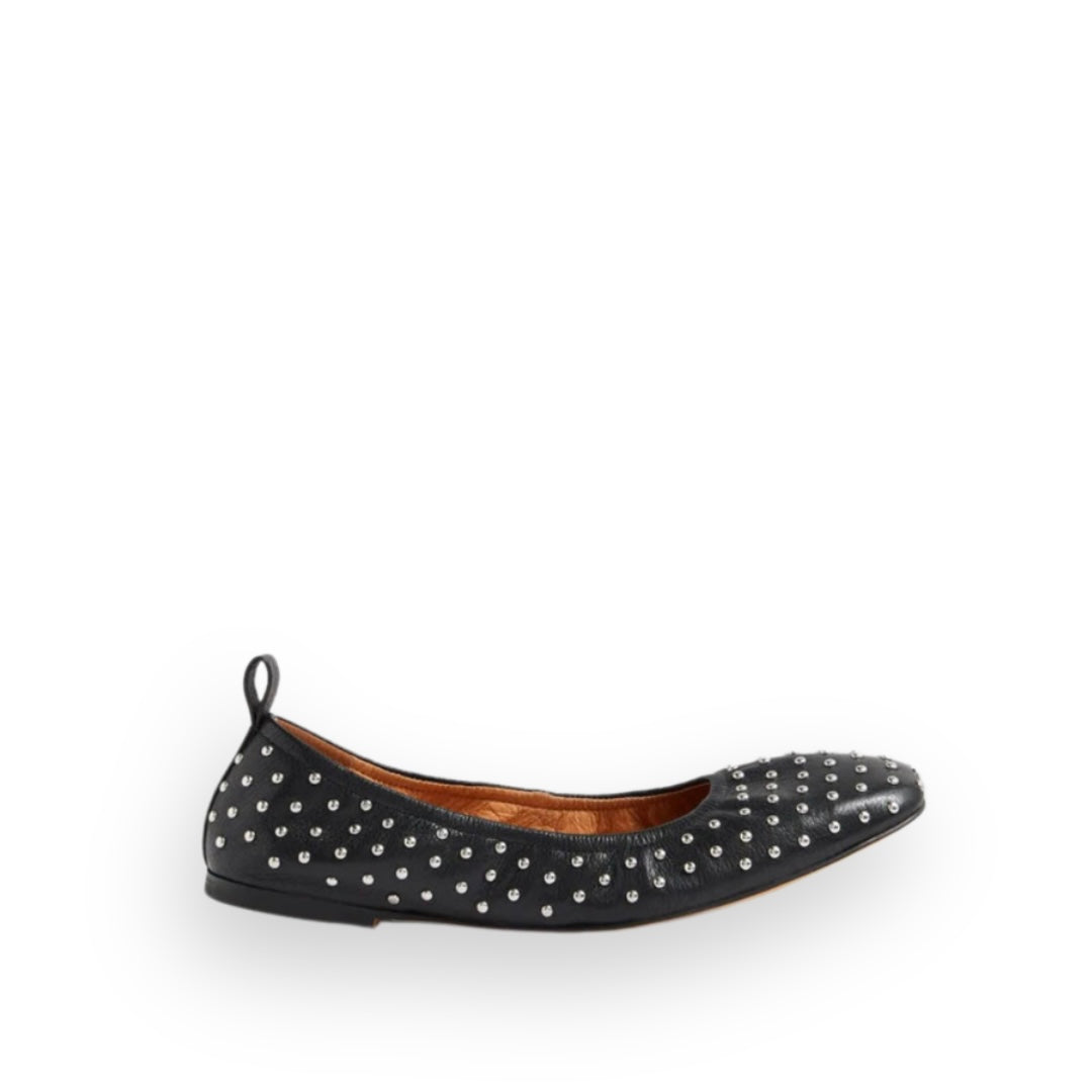 MOLLINI - NARN STUDDED FLAT IN BLACK LEATHER