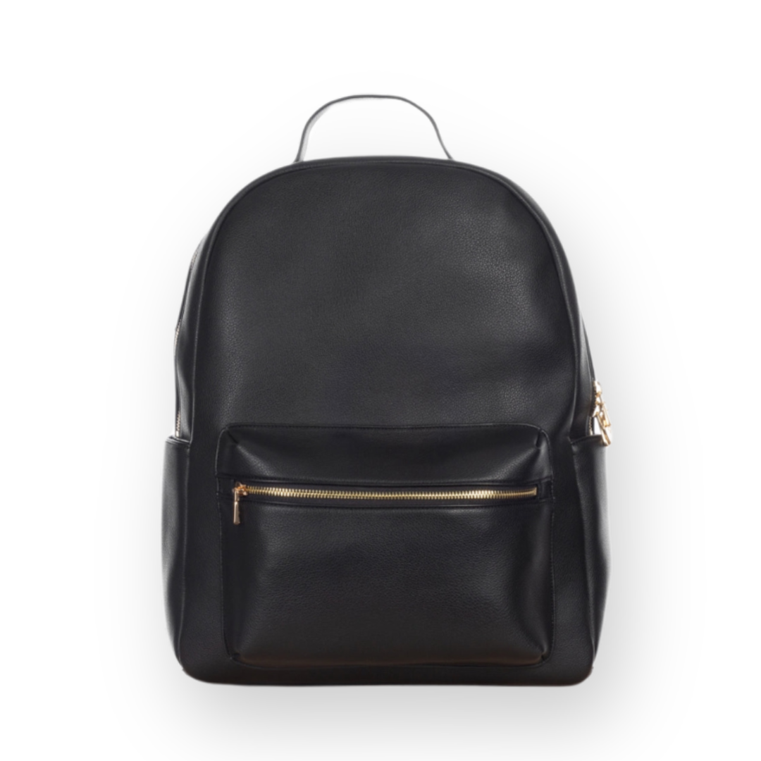 ELA HANDBAG - BACKPACK IN BLACK PEBBLE VEGAN LEATHER