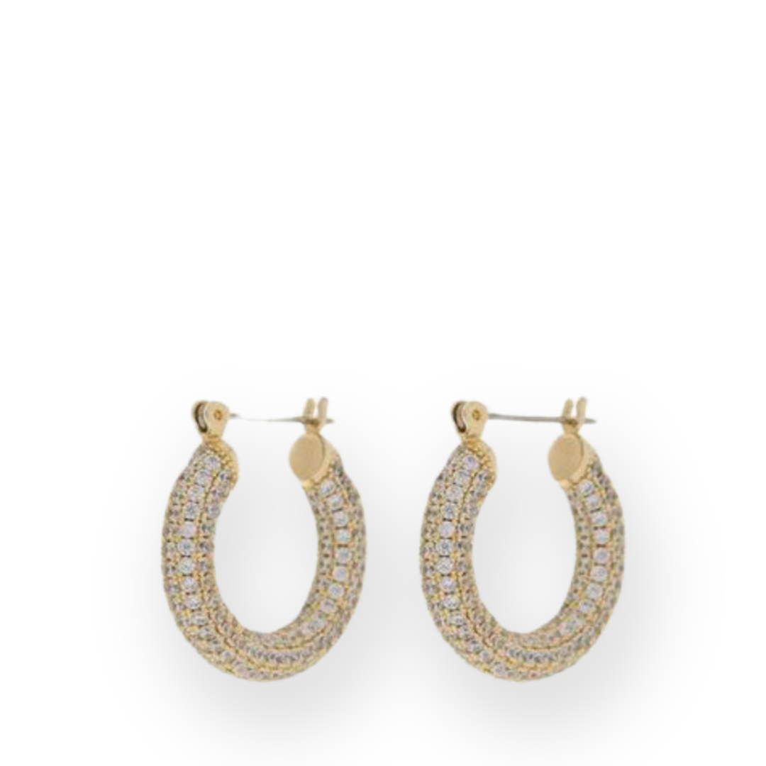 LUV AJ - PAVE BABY AMALFI HOOPS IN GOLD