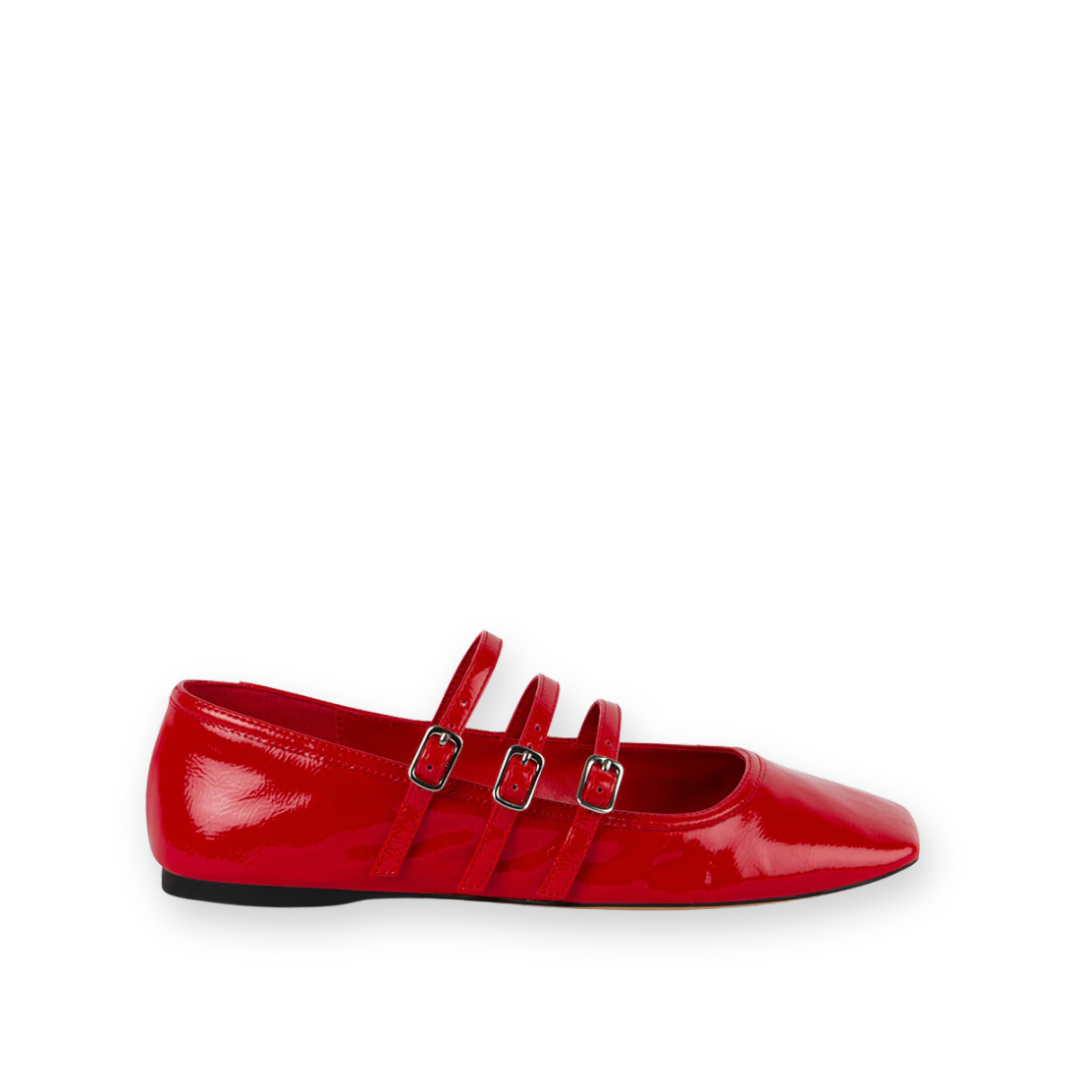 STEVEN MADDEN - STOIC MARY-JANE FLAT IN RED PATENT SYNTHETIC LEATHER