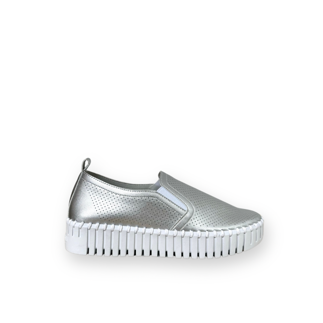 ILSE JACOBSEN - TULIPC1010 PLATFORM FLAT IN SILVER 710 SYNTHETIC LEATHER