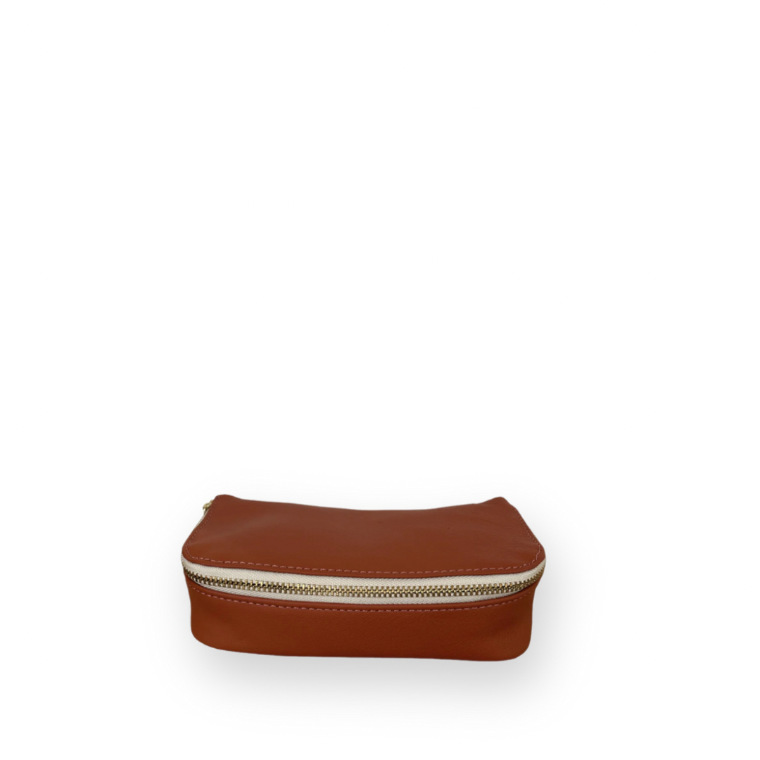 ERIN TEMPLETON - KISS & MAKEUP POUCH IN BURNT SIENNA LEATHER