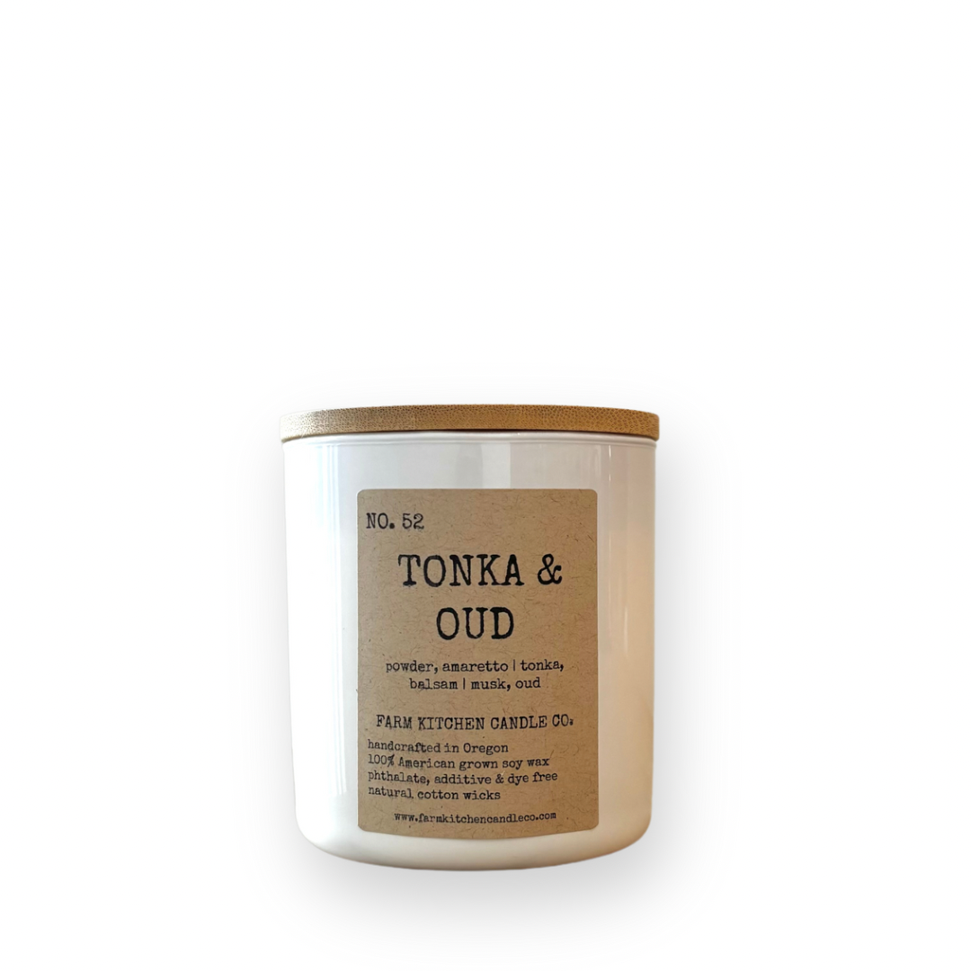 FARM KITCHEN CANDLE CO - SINGLE WICK SOY CANDLE IN TONKA & OUD