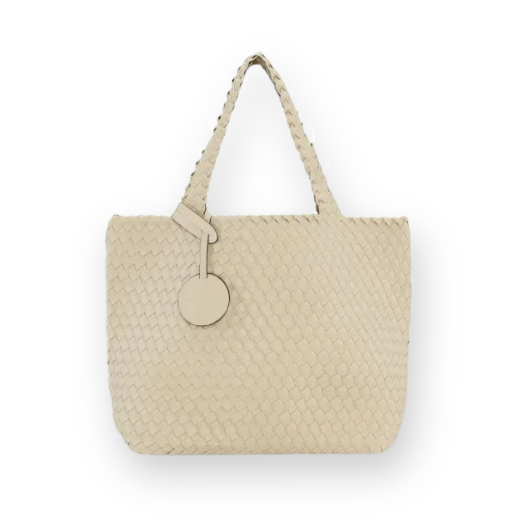 ILSE JACOBSEN - REVERSIBLE TOTE BAG IN IVORY/PLATIN FAUX LEATHER