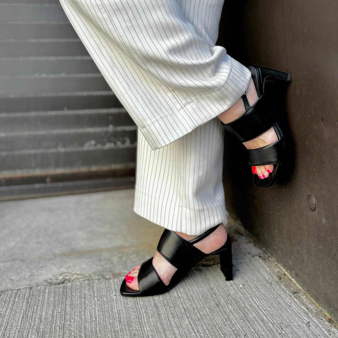 VAGABOND SHOEMAKERS- LUISA DOUBLE STRAPPED HEELED SANDAL IN BLACK LEATHER