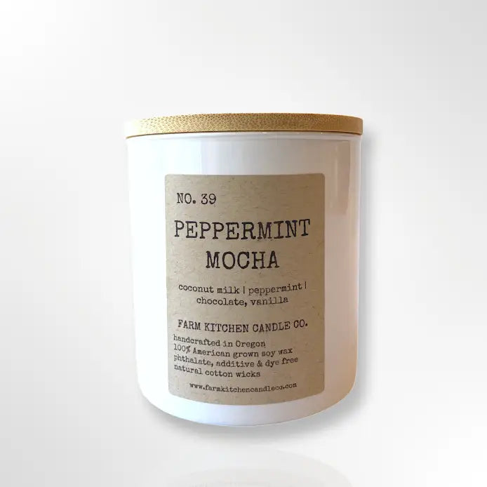 FARM KITCHEN CANDLES - SINGLE WICK SOY CANDLE INPEPPERMINT MOCHA  8.5OZ