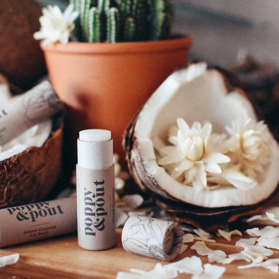 POPPY & POUT - LIP BALM IN ISLAND COCONUT