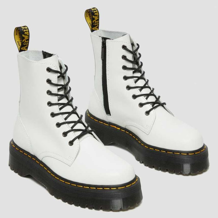 Jadon White Leather 8-Eye Platform Boot